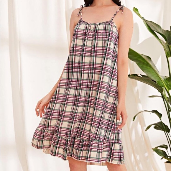 Boutique Other - New Plaid Ruffle Cami Nightgown​
